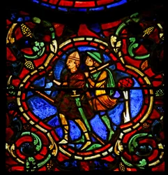 Dos rufianes, escena de la Vida de San Martín, Catedral de Chartres